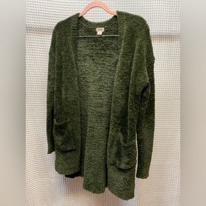 LIKE NEW DARK GREEN FUZZY BOYFRIEND CARDIGAN